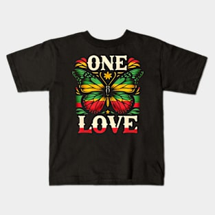 Rasta Colors, Butterfly Reggae Love Music Kids T-Shirt